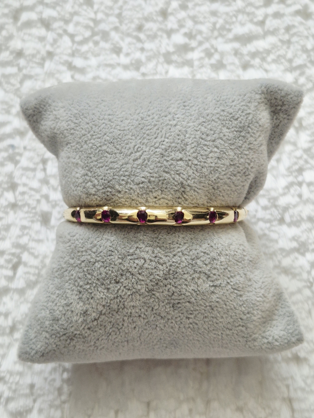 Estate 14k Gold Ruby Bangle Bracelet